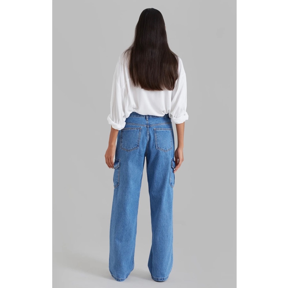 The Frankie Shop Kai Cargo Denim Jeans Pants Blue D… Gem